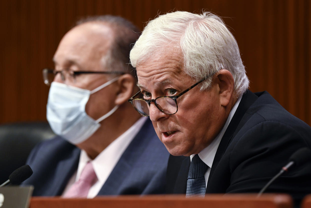 Assembly Judiciary Committee Chair Charles Lavine, speaks as the Judiciary Committee meets to discuss the next steps in its impeachment investigation of Gov, Andrew Cuomo following multiple allegations of sexual harassment Monday, Aug. 9, 2021 in Albany, New York. (Hans Pennink/AP)