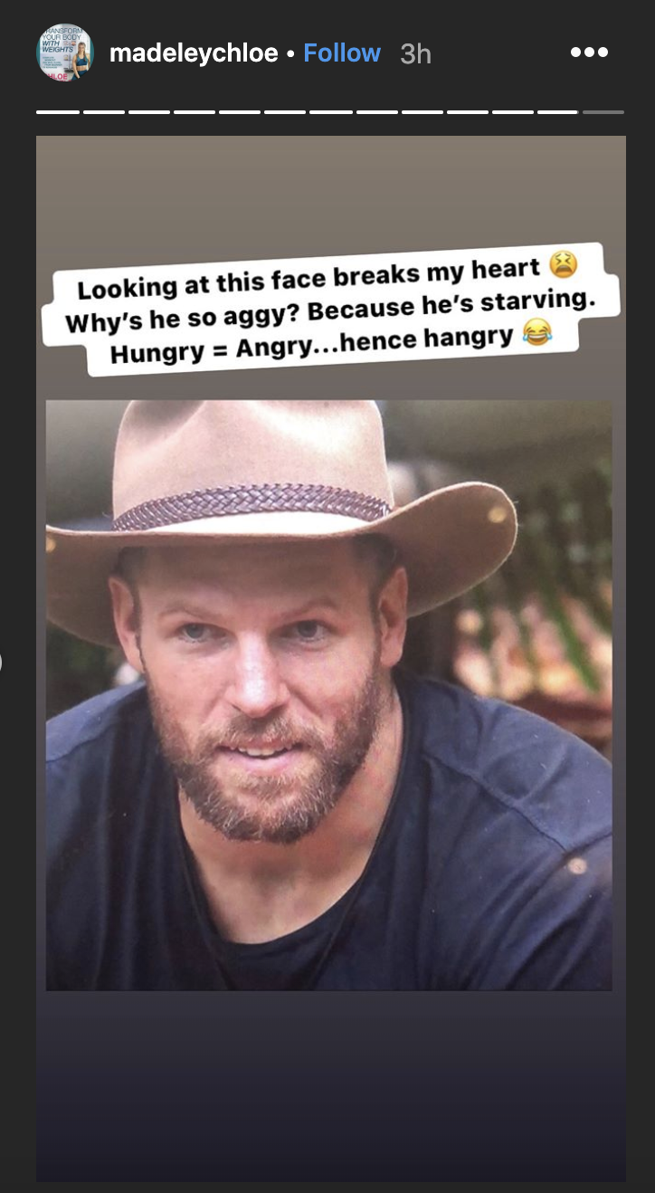 Chloe Madeley said her husband was angry because of the lack of food. (Instagram)