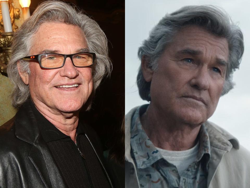 Kurt Russell backstage at "Some Like it Hot" on Broadway at The Shubert Theater in New York City, and as older Lee Shaw in "Monarch: Legacy of Monsters."