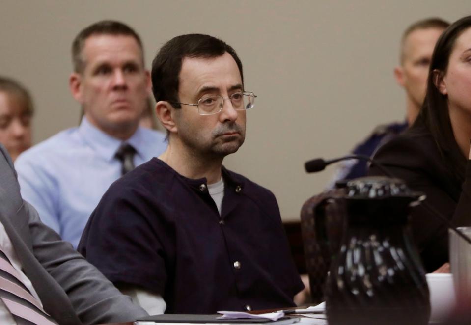 Larry Nassar during his sentencing hearing in Michigan in 2018 (Copyright 2018 The Associated Press. All rights reserved.)