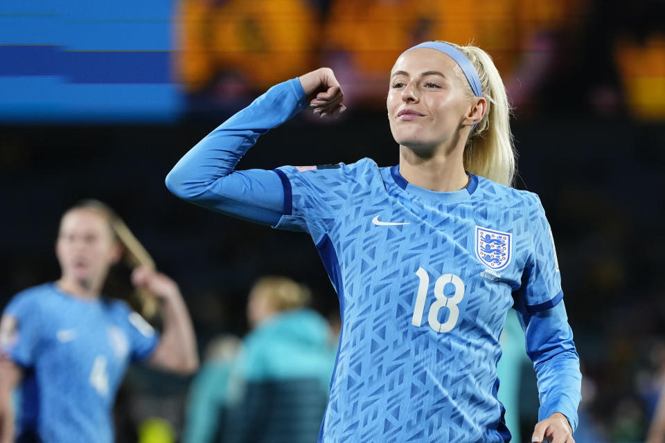 Chloe Kelly celebrates victor during the FIFA Women's World Cup Semi Final. (Getty Images)