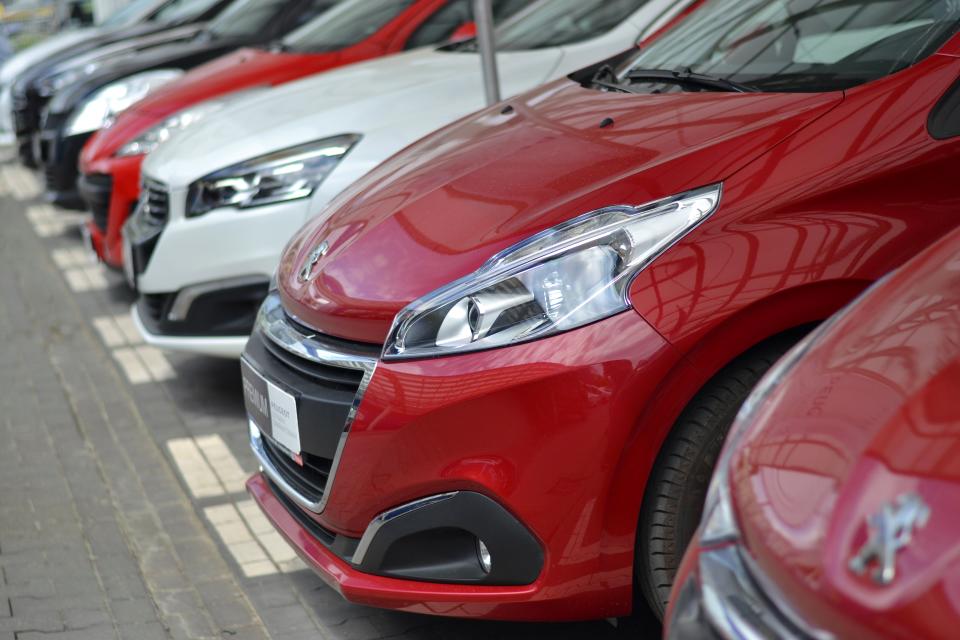 Warsaw, Poland - May 25th, 2016: Peugeot cars in a row on the parking. The Peugeot models are the ones of the most popular cars in Europe.