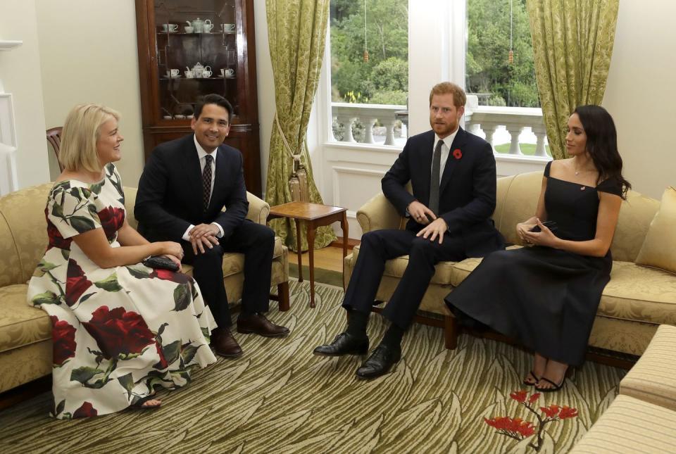 Harry and Meghan also met the Leader of the Opposition Simon Bridges and his wife Natalie.