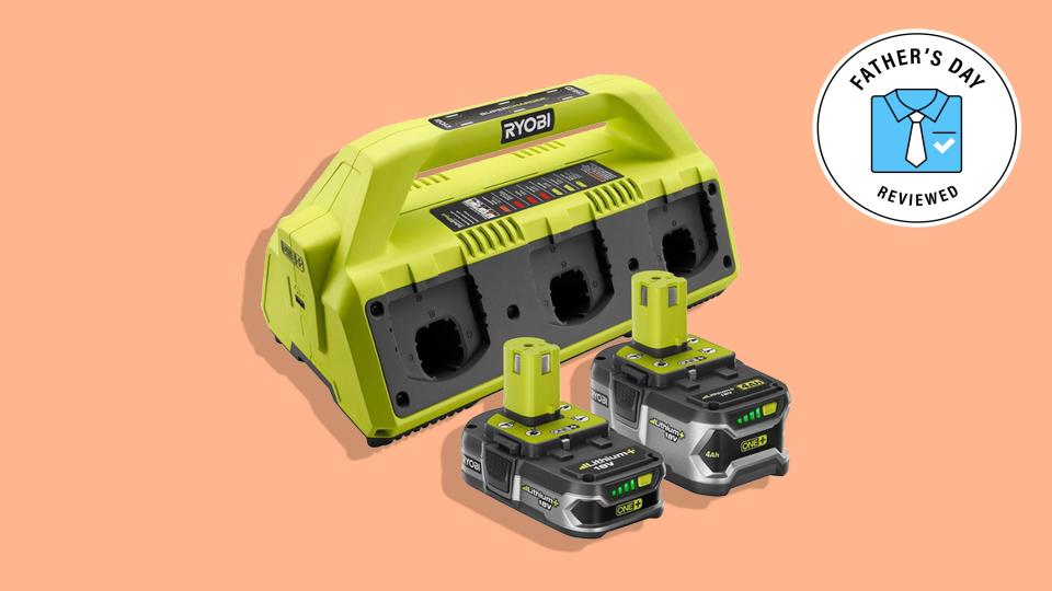 This Ryobi charger can charge up to six batteries to power over 260 cordless Ryobi tools.