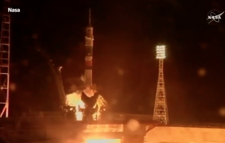 US and Russian space crew blast off to International Space Station