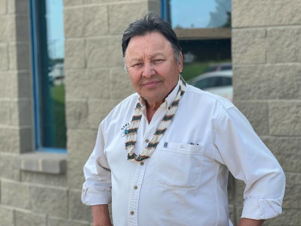 Herb Norwegian, the grand chief of the Dehcho First Nations (DFN), says excluding DFN from the intergovernmental council feels like punishment for not signing a devolution agreement with the territory.  (Carla Ulrich/CBC - image credit)