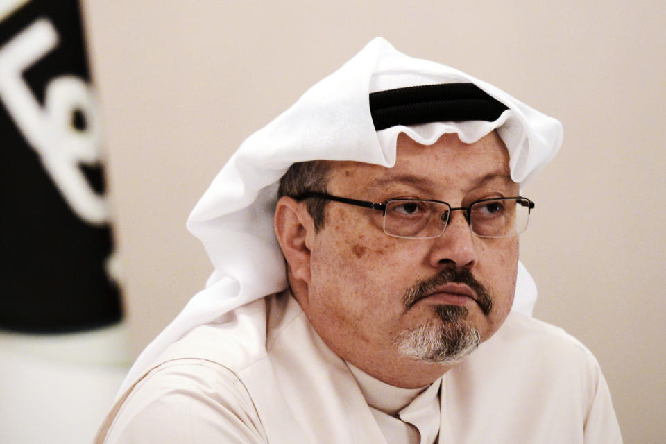 IMAGE: Jamal Khashoggi in Bahrain in 2014 (Mohammed Al-Shaikh / AFP - Getty Images file)