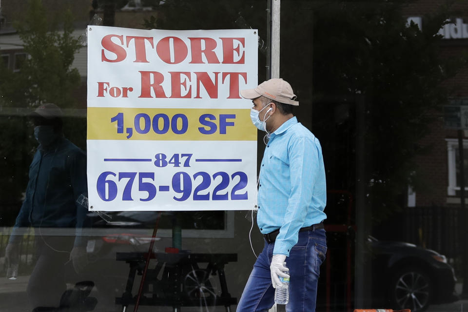 FILE - A Store For Rent sign is displayed at a retail property in Chicago, on June 20, 2020. As much as 20% of a federal pandemic relief program intended to help small businesses weather the COVID-19 outbreak is believed to have gone to fraudsters, while some 1.6 million applications for the loans may have been approved without even being evaluated. The program overseen by the U.S. Small Business Administration is one of the key targets of a Tuesday, June 14, 2022, congressional hearing that is expected to look more widely at the fraud that bedeviled many of the federal COVID-19 relief programs. (AP Photo/Nam Y. Huh, File)