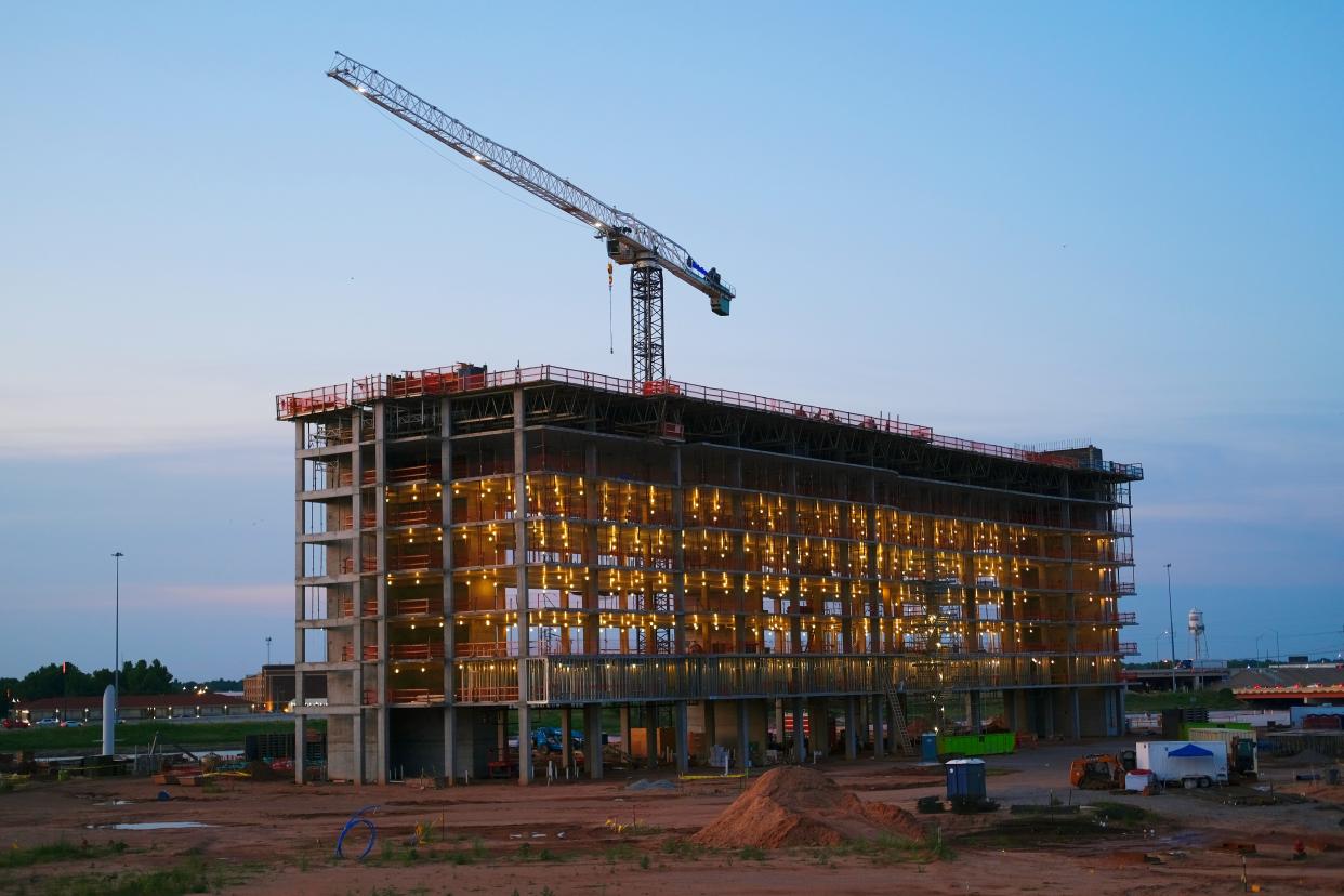 OKANA construction site at dusk Sunday, June 11, 2023.