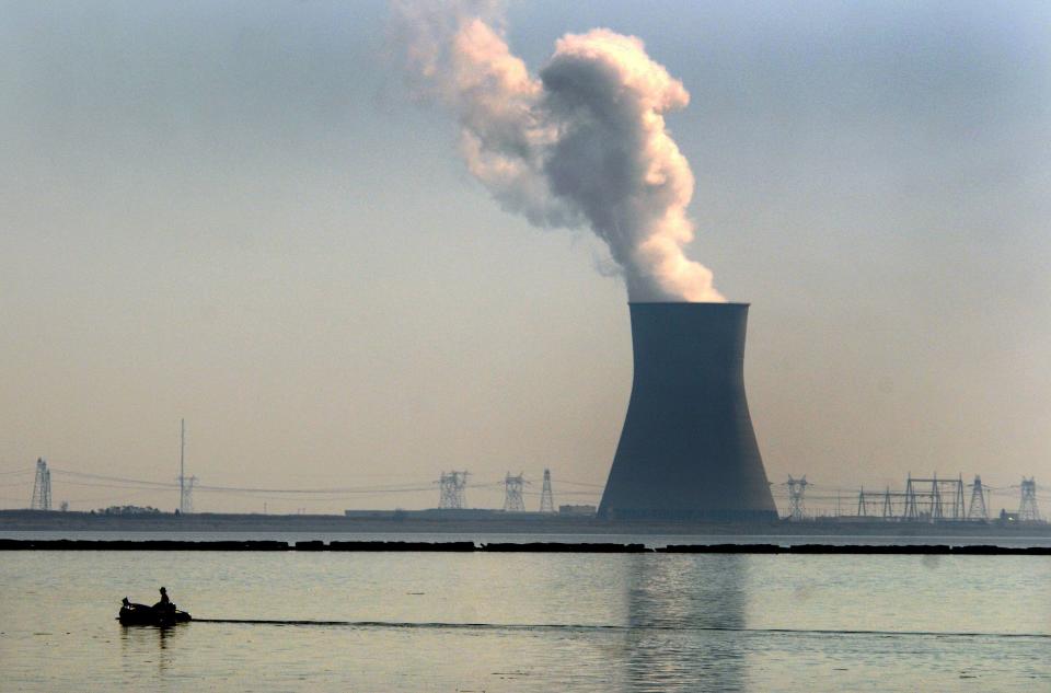 The Hope Creek nuclear reactor cooling tower. The reactors at Salem 1 and 2 draw water from the Delaware River to cool turbines.