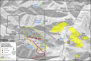 Aurora, Echo & Reflection Prospects - West Pogo Block, 64North Project Alaska, current drilling focus