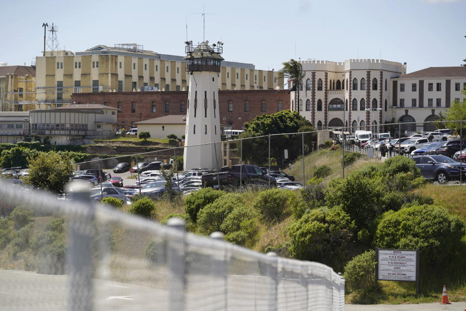 San Quentin State Prison, which also houses Mount Tamalpais College, is shown April 12, 2022, in San Quentin, Calif. The community college, the first in California with a campus inside a prison, is the latest addition to San Quentin's numerous rehabilitation programs that have made it a desired destination for inmates throughout the state. (AP Photo/Eric Risberg)