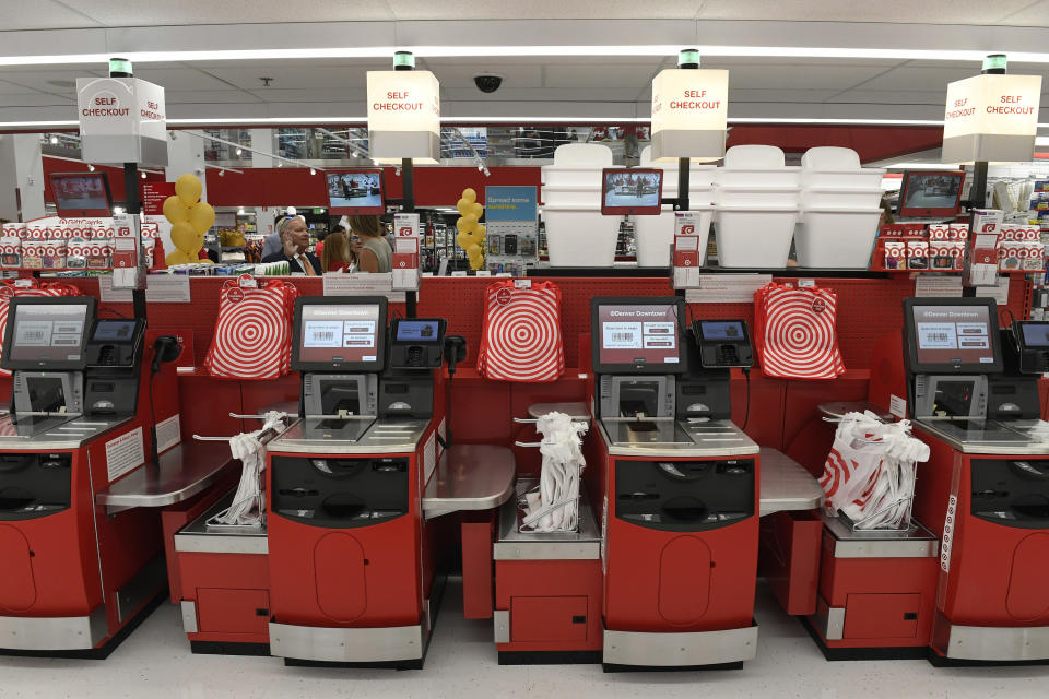 A self-checkout machine at Target