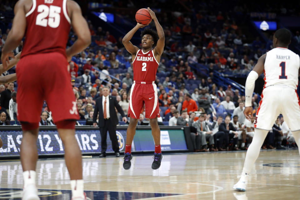 Alabama’s Collin Sexton shoots during the second half in a game against Auburn at the Southeastern Conference tournament. (AP)