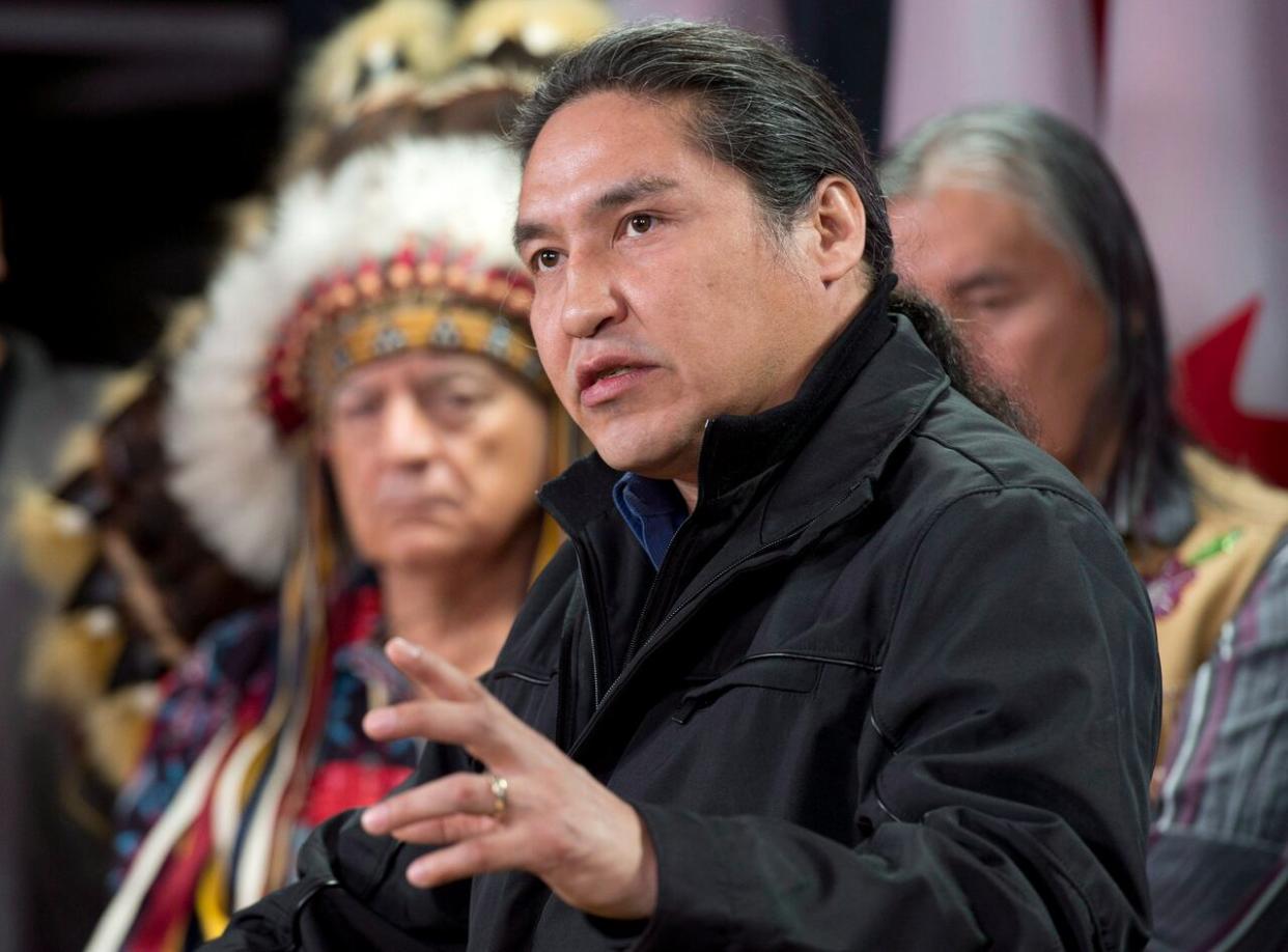 Allan Adam is chief of the Athabasca Chipewyan First Nation, one of several organizations asking for an environmental impact assessment for the Pathways Alliance carbon capture and storage project. (Adrian Wyld/Canadian Press - image credit)