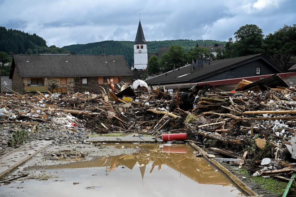 Flooding destroys the village of Schuld in Ahrweiler (EPA)