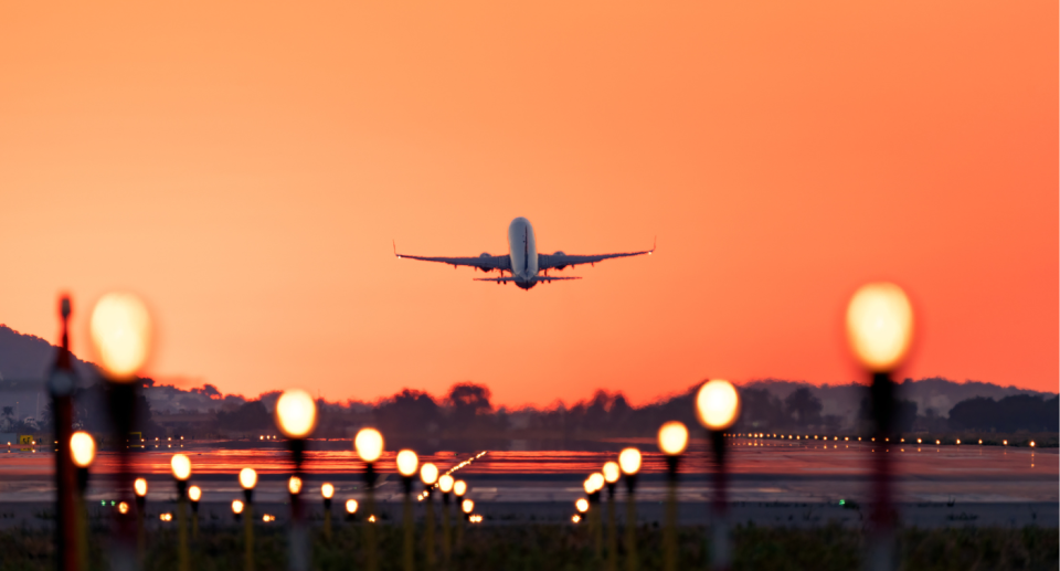 A plane taking off. 