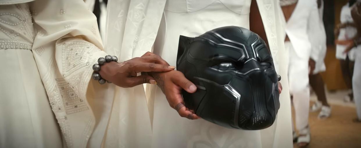 A scene from King T'Challa's funeral in Black Panther: Wakanda Forever. (Photo: ©Marvel/©Walt Disney Studios Motion Pictures/Courtesy Everett Collection)