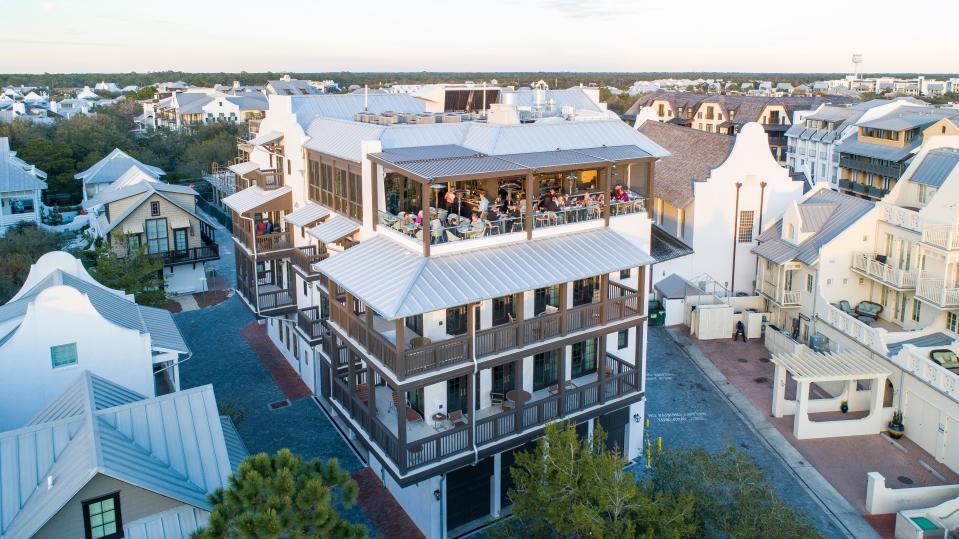 Pescado Seafood Grill and Rooftop Bar is located in Rosemary Beach overlooking the rooftops onto the Gulf of Mexico.