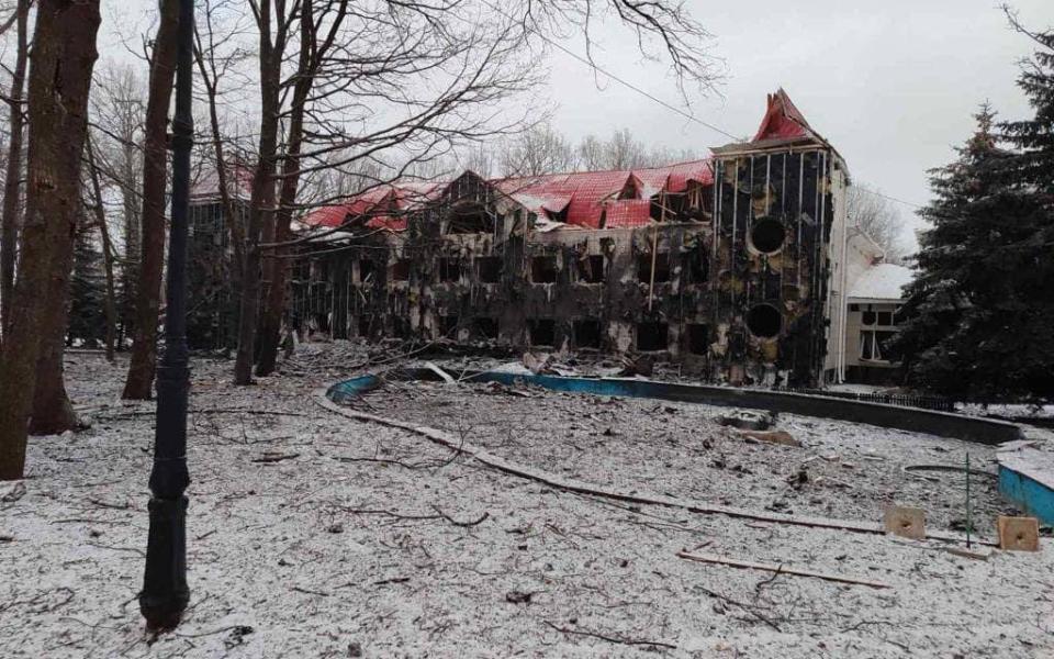 A Russian missile strike on Tuesday night left the building severely damaged