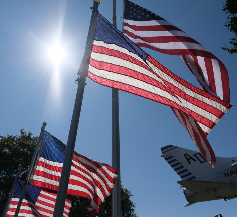 Flags fly during the commemoration of Memorial Day at Veterans Memorial Park in Tuscaloosa Monday, May 29, 2023.