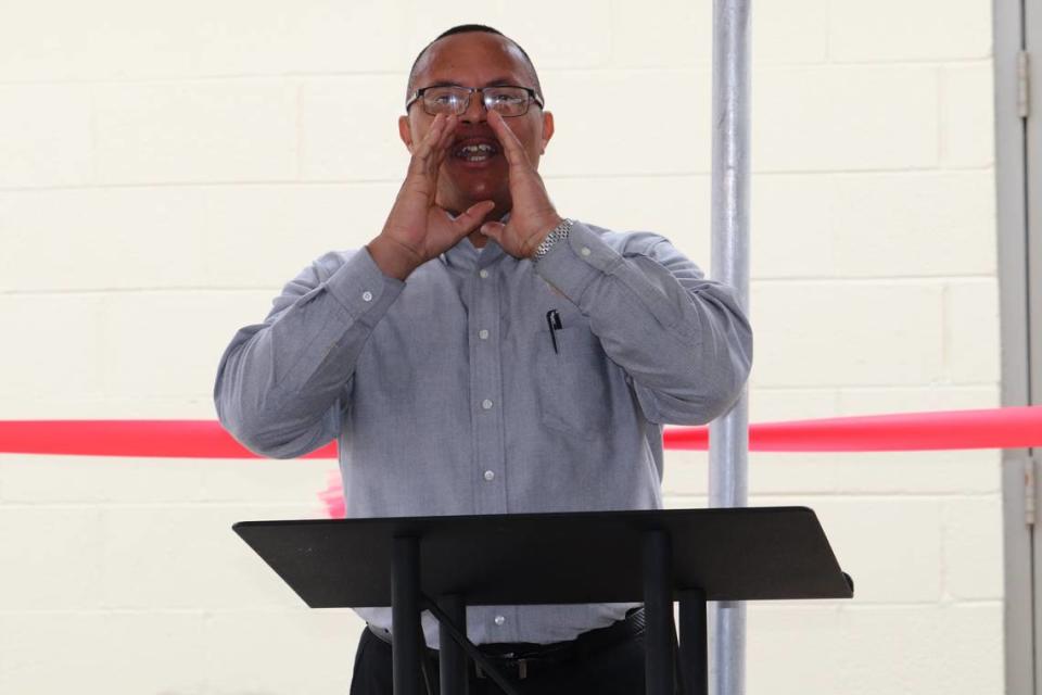 Harrison County Supervisor Kent Jones speaks at an event in 2019