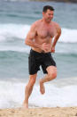 <p>There’s no time to rest for the <em>The Greatest Showman</em> star, who stuck to his workout regime at Bondi Beach in Sydney on Thursday. (Photo: KHAP/BACKGRID) </p>