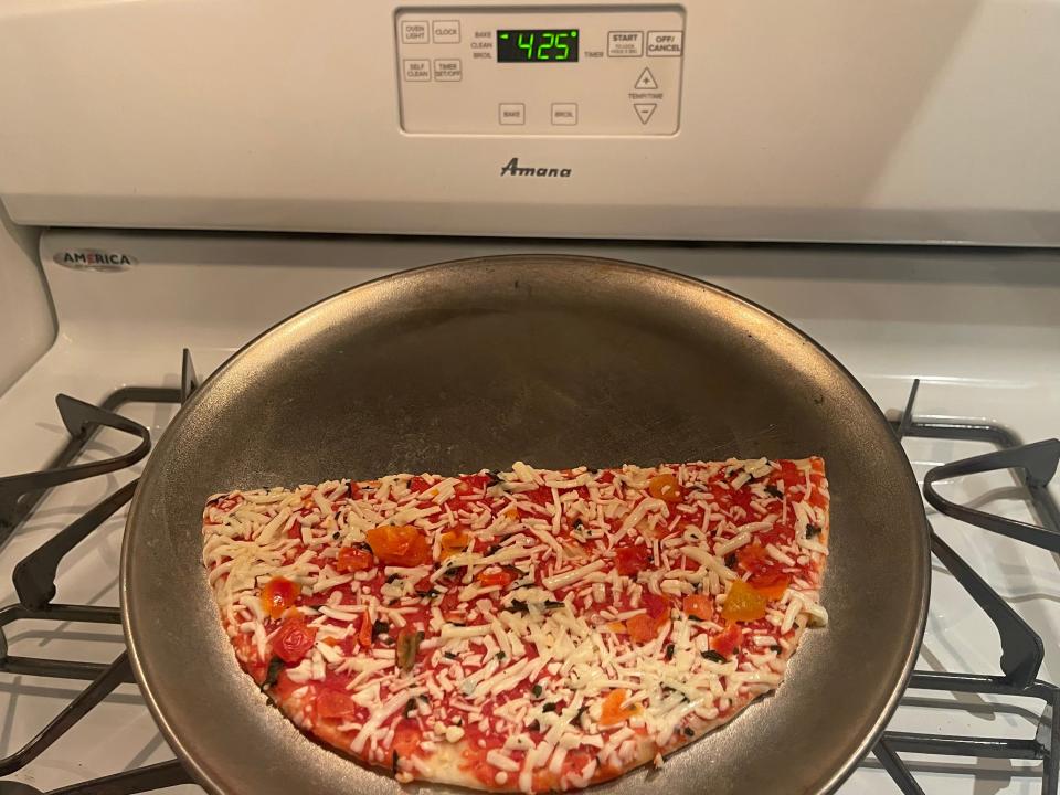 Pizza on a frying pan