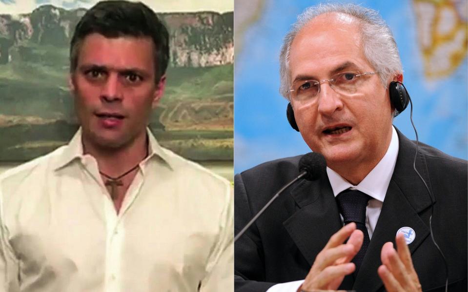  Venezuelan opposition leader Leopoldo Lopez and Caracas Mayor Antonio Ledezma  - Credit: AFP