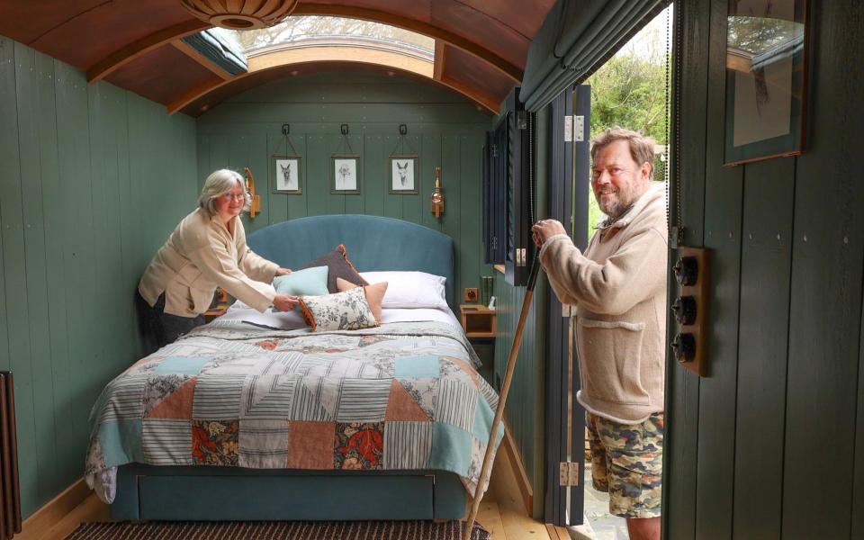 Wendy Scott, 54, and husband Tom, 55, run a Cornwall holiday let from their converted toolshed - John Lawrence