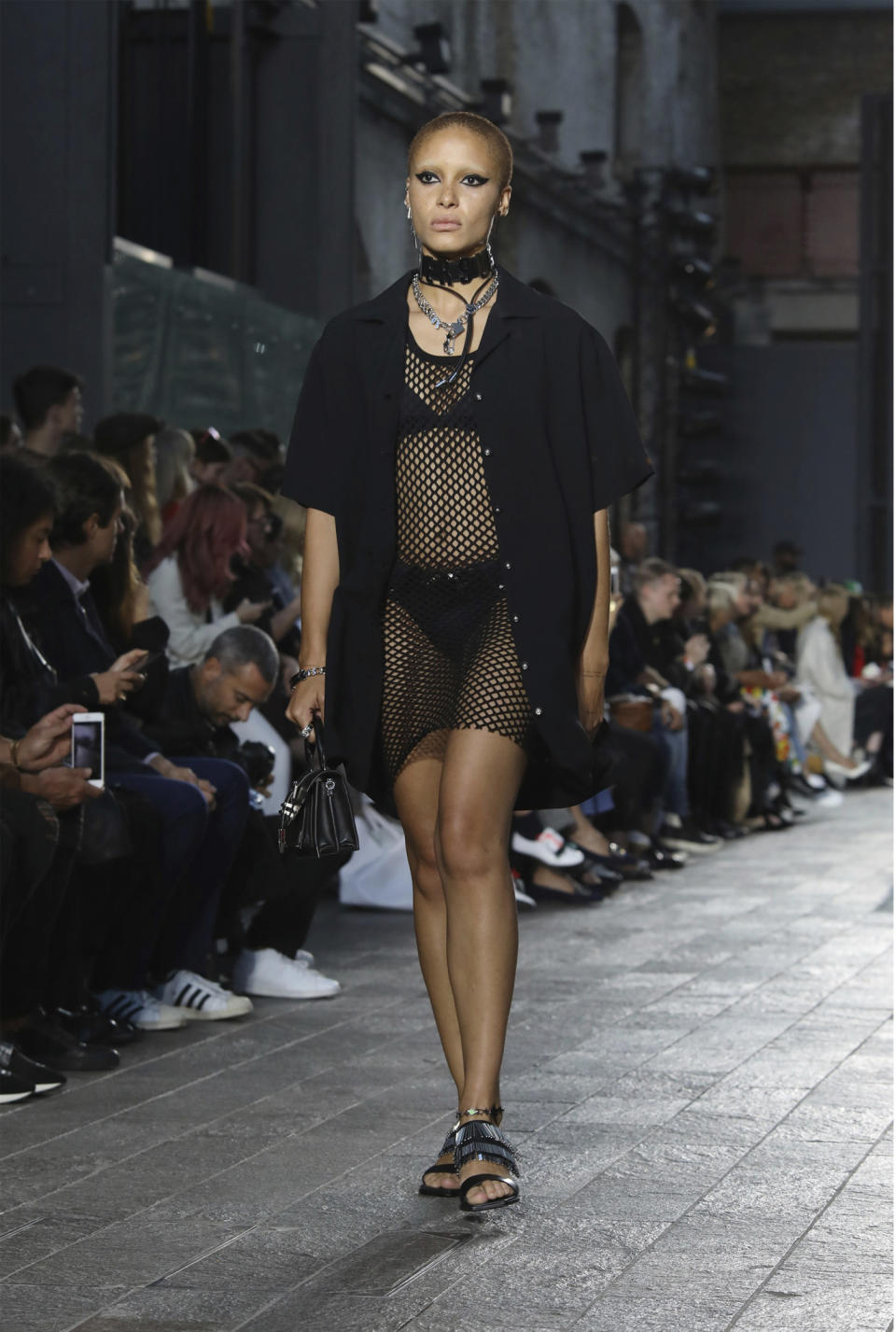 Gigi and Bella were absent from the model line-up, leaving Adwoa Aboah as the only familiar face [Photo: Rex]