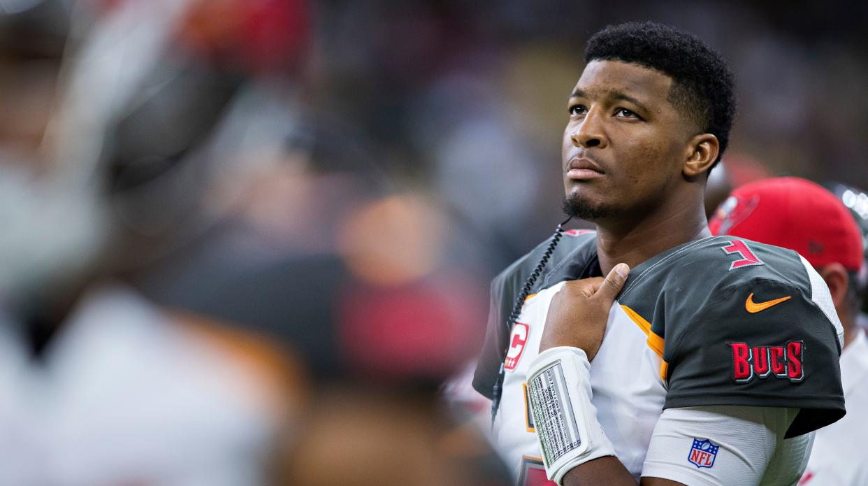 Winston on the sidelines during a game against New Orleans on Nov. 5. (Photo: Wesley Hitt via Getty Images)