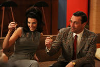 Megan Draper (Jessica Pare) and Don Draper (Jon Hamm) in Part 2 of the "Mad Men" Season Premiere, "The Doorway."