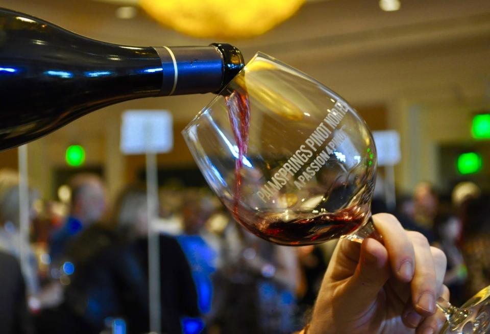 A generous pour of pinot noir at the first-ever Palm Springs Pinot Noir Fest, “A Passion 4 Pinot,” held at the equally elegant Ritz-Carlton, Rancho Mirage on Jan. 17-18.