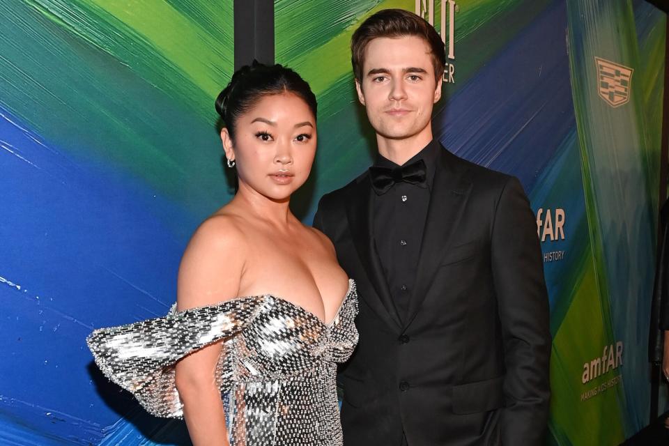 Lana Condor and Anthony De La Torre attend the amfAR Gala Los Angeles 2021 honoring TikTok and Jeremy Scott at Pacific Design Center on November 04, 2021 in West Hollywood, California.
