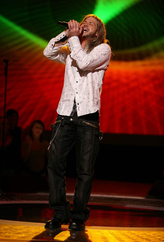 Robbie Carrico performs as one of the top 20 contestants on the 7th season of American Idol.