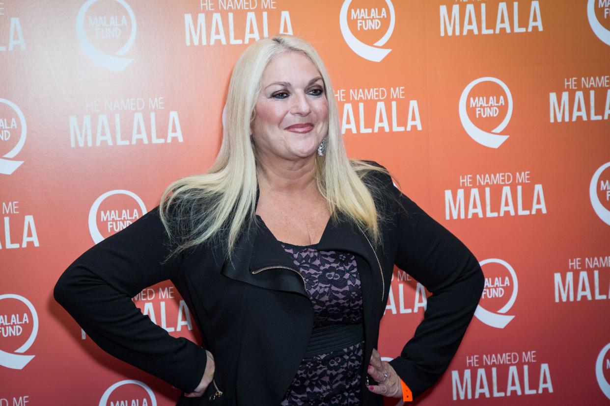 Vanessa Feltz poses for photographers upon arrival at the screening of the film 'He Named Me Malala' in London, Wednesday, Oct. 22, 2015. (Photo by Vianney Le Caer/Invision/AP)