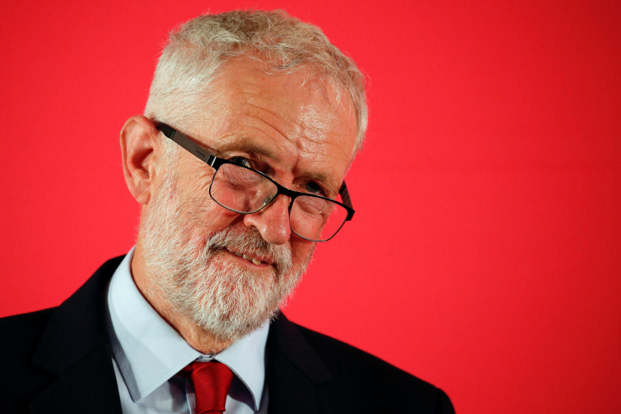 Britain's opposition Labour Party leader Jeremy Corbyn listens during a shadow cabinet meeting in Salford, Britain, September 2, 2019. REUTERS/Andrew Yates