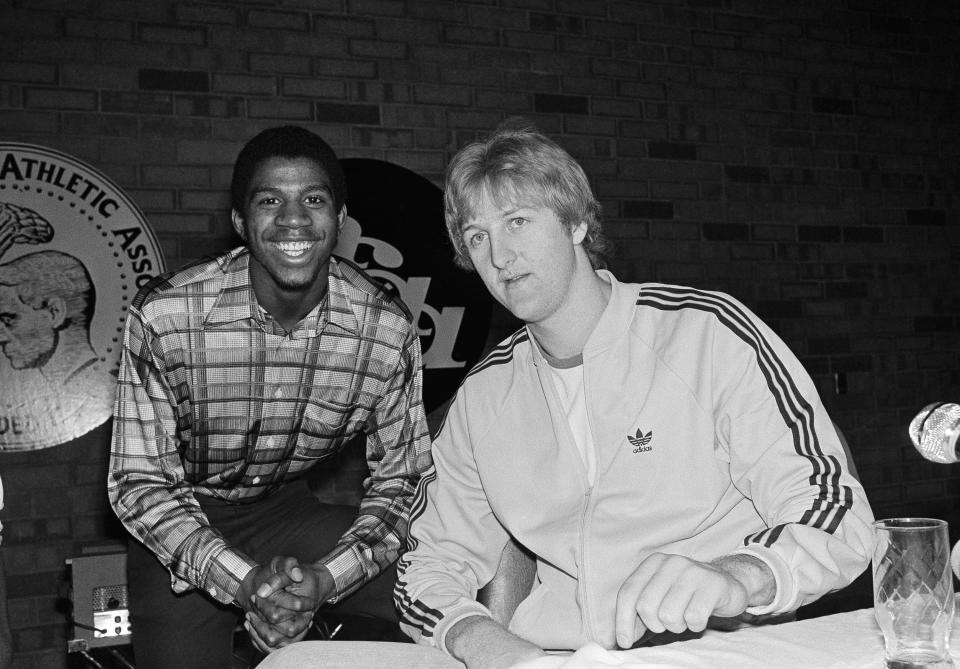 Earvin 'Magic' Johnson of Michigan State, and Larry Bird of Indiana State on March 25, 1979.