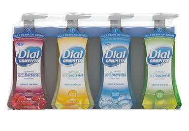 Dial Complete Foaming Antibacterial Hand Wash in Assorted Scents, 7.5 Oz. - 4 Pk, <a href="http://www.bjs.com/dial-complete-foaming-antibacterial-hand-wash-in-assorted-scents--75-oz---4-pk.product.275276?dimId=" target="_blank">bjs.com</a>, $7.49 