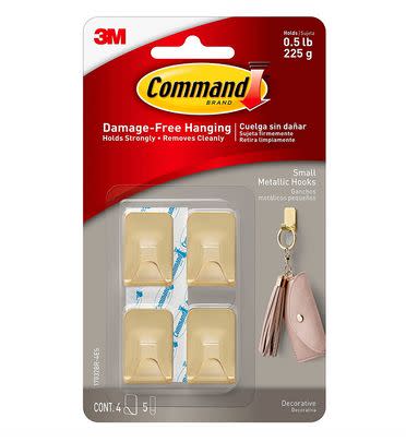 These Command damage-free gold hooks are fancy yet fairly priced.