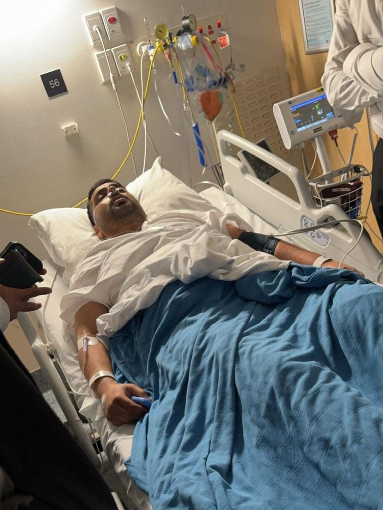 Bondi Junction Westfield security guard, Muhammad Taha, lies in hospital following stabbing injury. Picture: Supplied