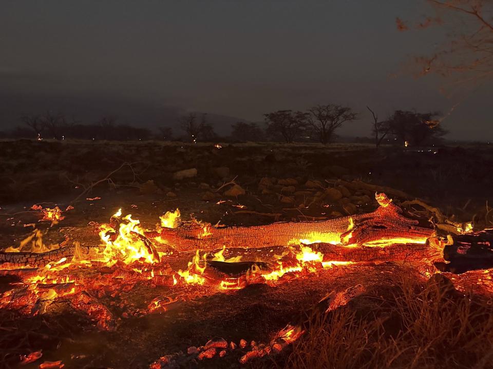 A wildfire burns in Kihei, Hawaii 
