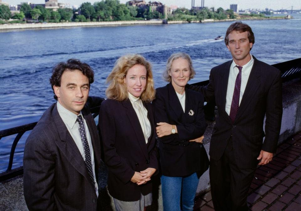 Robert F. Kennedy Jr. poses for a photo with actress Glenn Close in front of the Hudson River