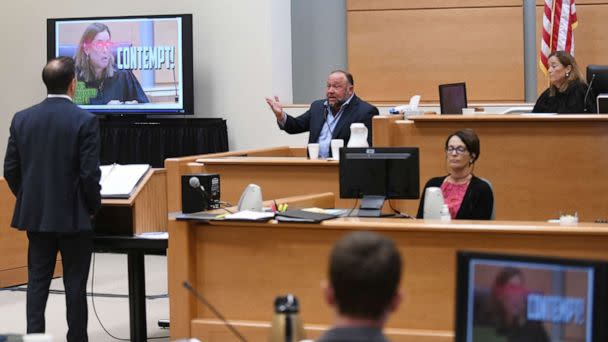 PHOTO: Infowars founder Alex Jones takes the witness stand to testify during the Alex Jones Sandy Hook defamation damages trial at Connecticut Superior Court in Waterbury, Connecticut, U.S., September 22, 2022. (Tyler Sizemore/Hearst Connecticut Media/Pool via Reuters)