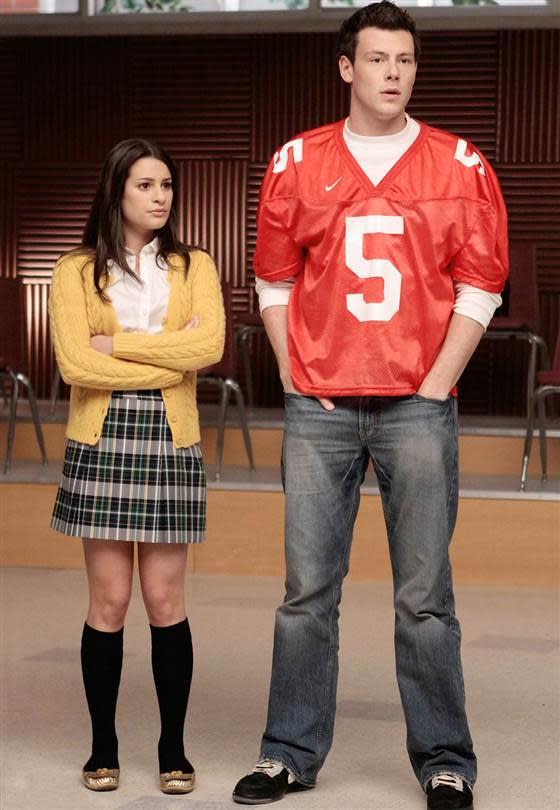 Lea Michele and Cory Monteith in a scene from 