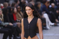 Bella Hadid wears a creation for the Stella McCartney ready-to-wear Spring/Summer 2023 fashion collection presented Monday, Oct. 3, 2022 in Paris. (Photo by Vianney Le Caer/Invision/AP)