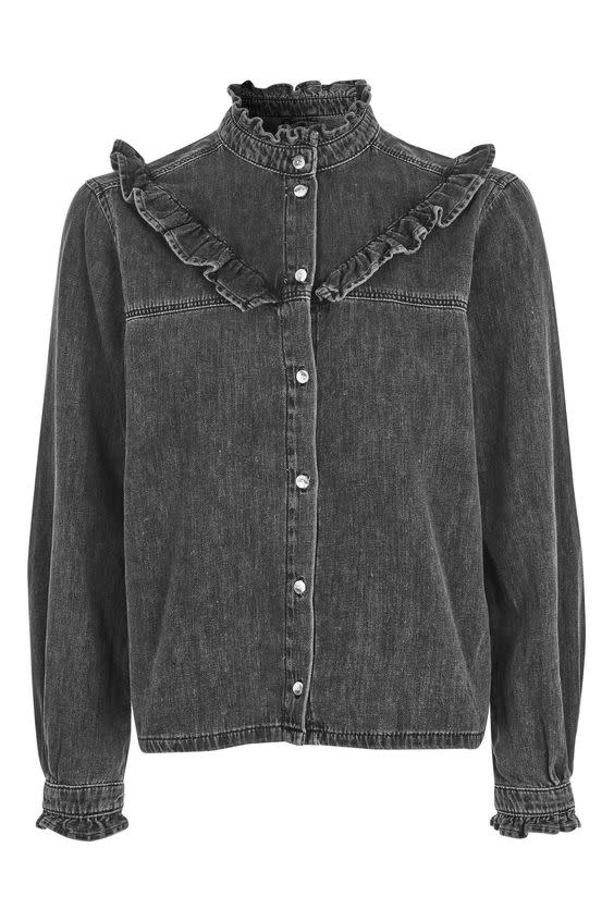 MOTO Denim Frill Shirt