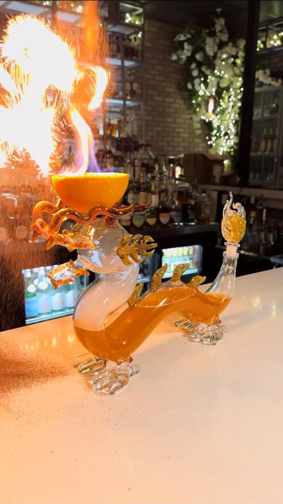 This specialty cocktail for New Year's Eve at 618 in Freehold Borough is inspired by 2024, the year of the wood dragon.