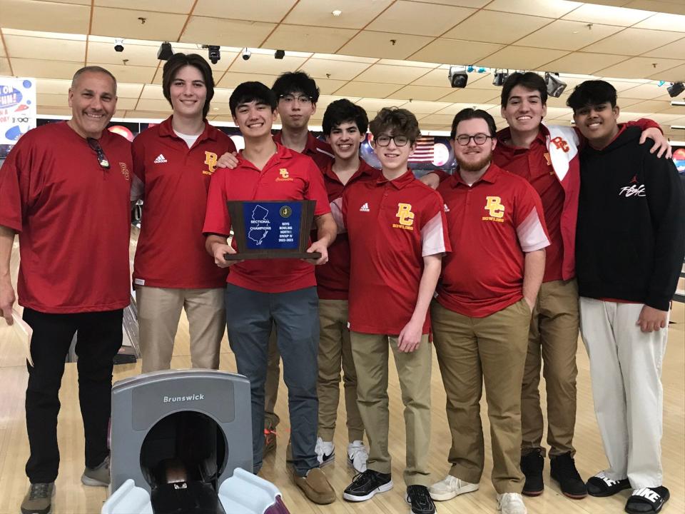 The Bergen Catholic bowling team won its first sectional championship since 2010 at the North 1 boys tournament in Hackensack on Saturday, Feb. 11, 2023. The Crusaders defeated Bergen Tech in Group 4, 2,942-2,915.